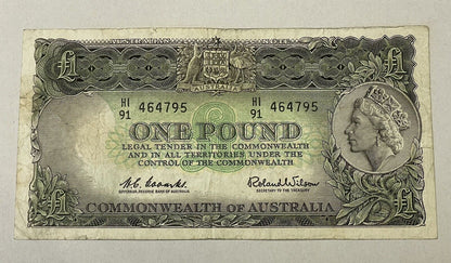 Australia 1953 Coombs/ Wilson £1 One Pound Paper Banknote Predecimal VF