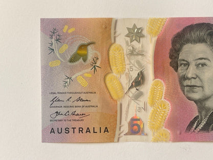 5 dollar note Australia 2016 "163361" RADAR serial