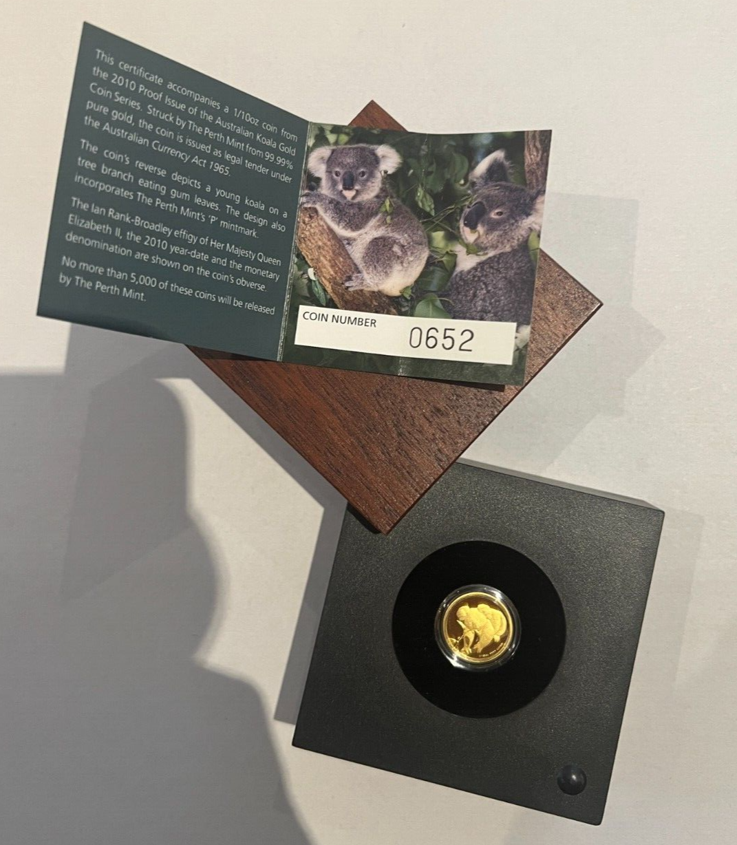 2010 Australia $15 1/10 oz Proof Gold Koala