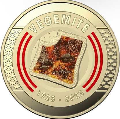 AUSTRALIA 2023 VEGEMITE 6 COIN PROOF SET WITH COLOURED $1 COIN - LIMITED EDITION