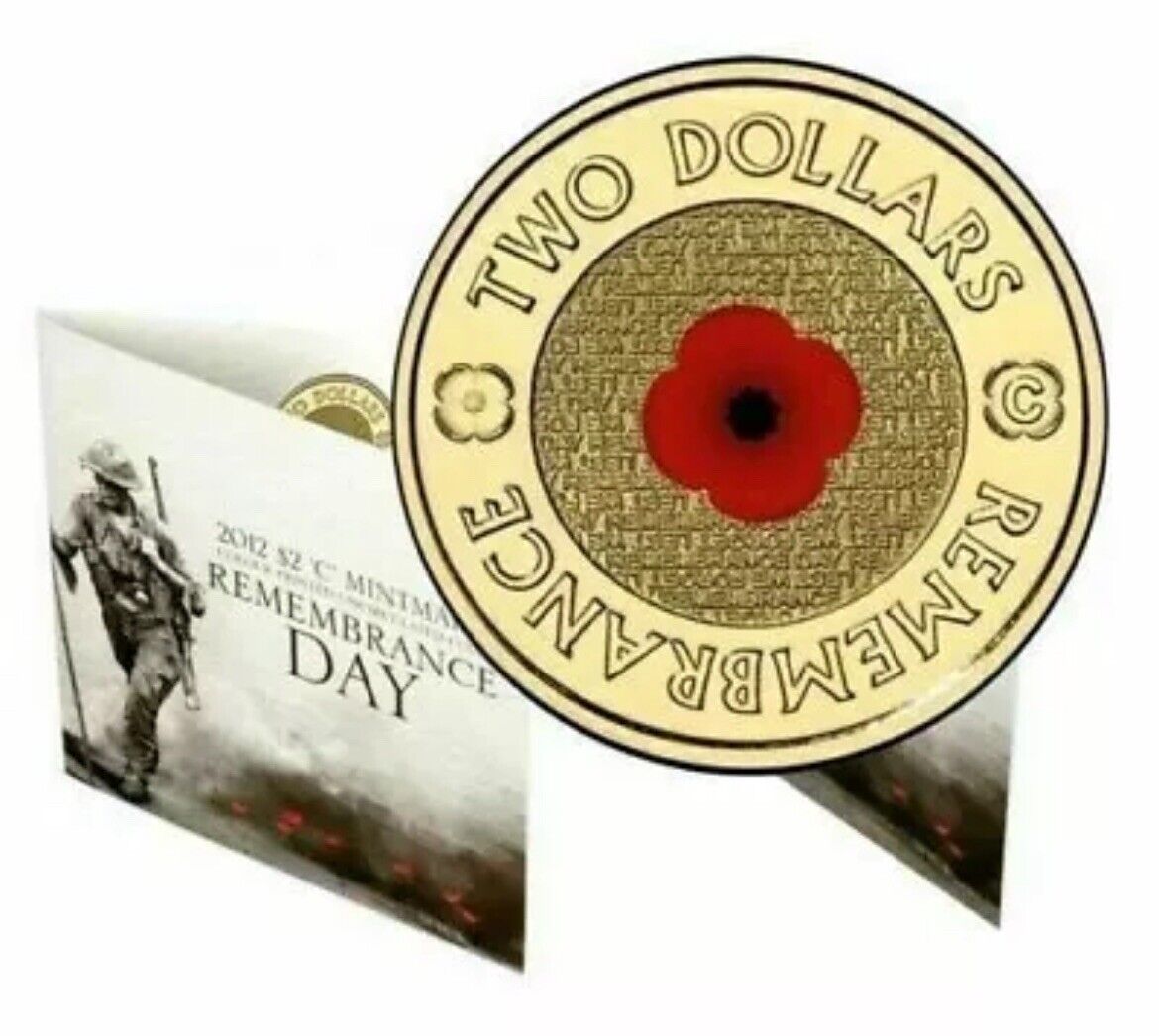 Australia 2012 Red Poppy  C Remembrance Mintmark $2 Two Dollar Tri-fold RAM Card