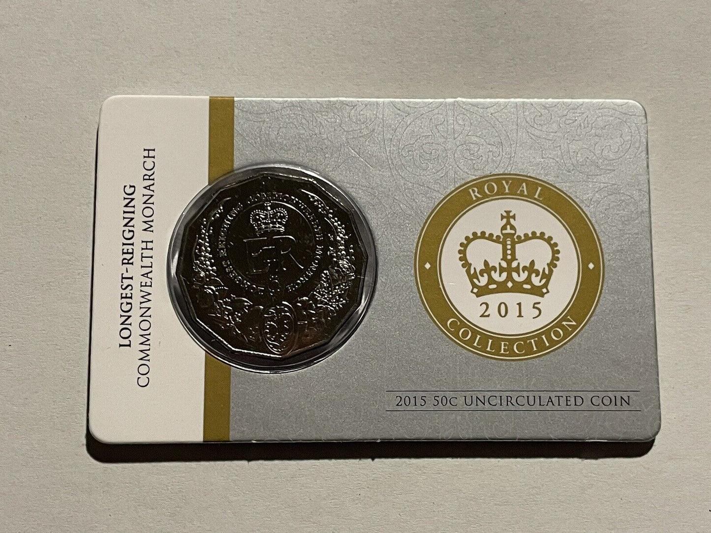 2015 Australia 50c UNC Carded Longest Reigning Commonwealth Monarch RAM Coin