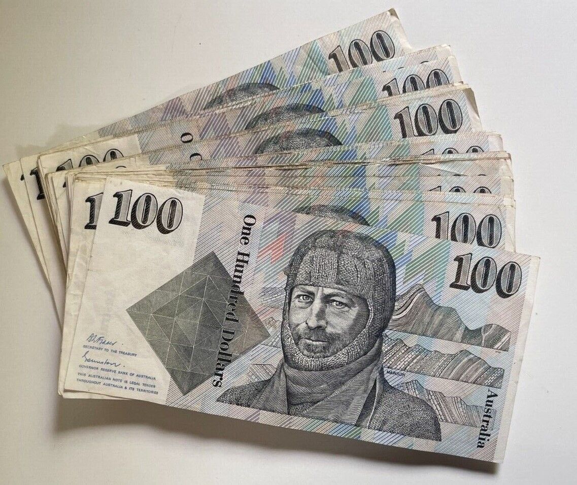 Rare Australian 100 dollar notes 1984 - 1996 Sir Douglas Mawson & John Tebbutt