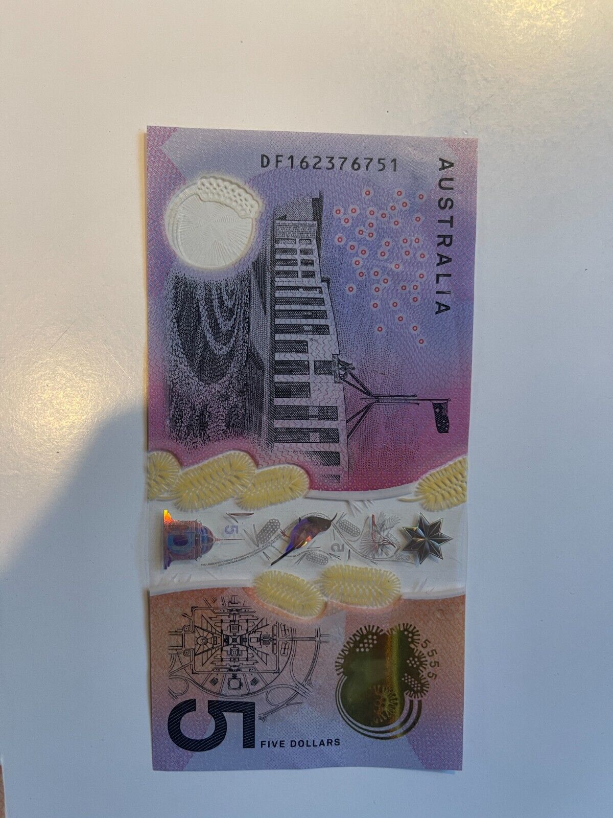 5 dollar note Australia 2016 OVERPRINT ERROR