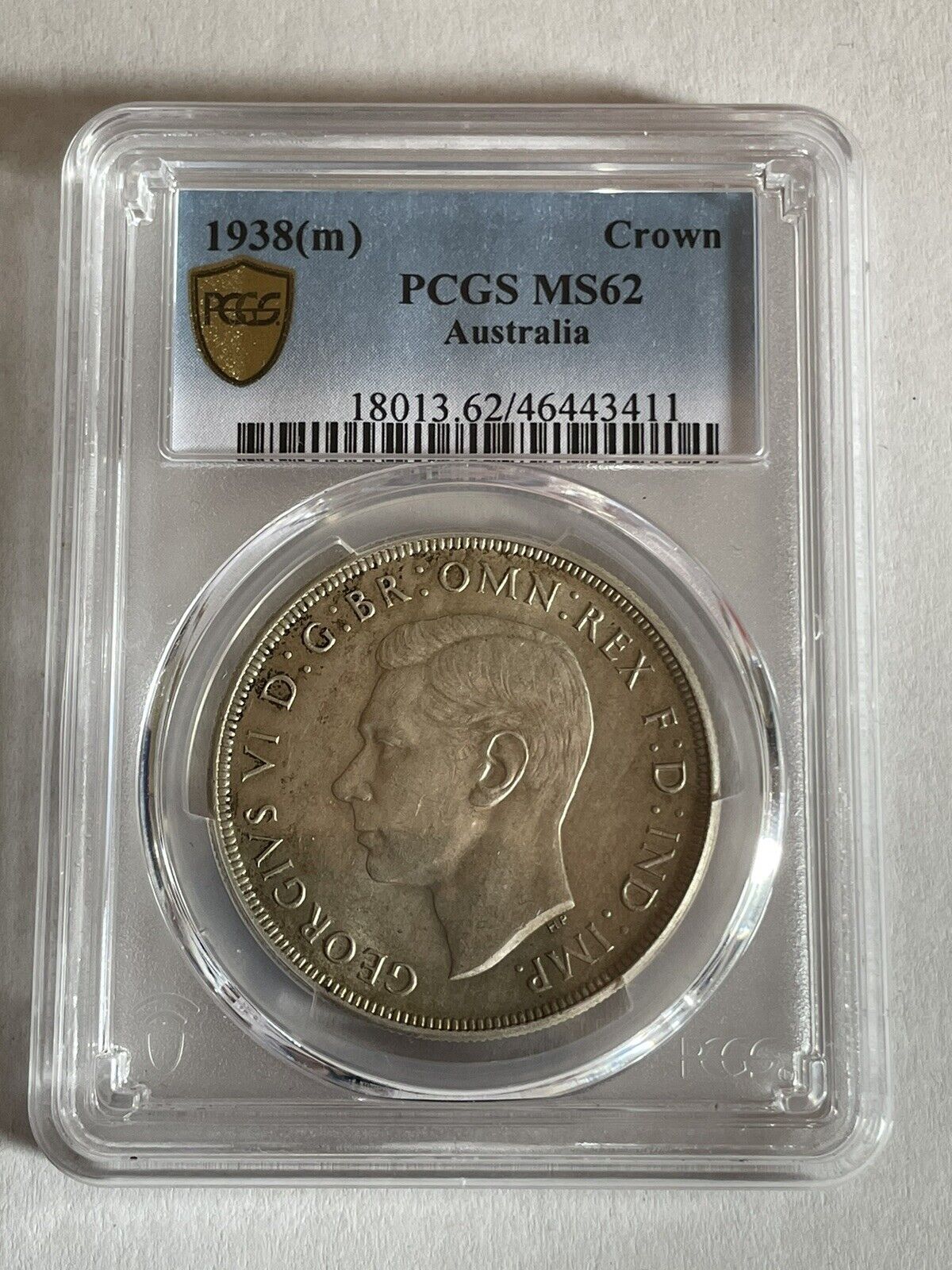 Australia 1938 Crown PCGS Graded MS62 UNC Five Shillings 5/- Large Coin KGVI