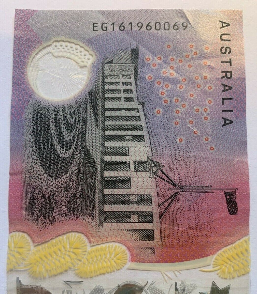 5 dollar note australia 2016 "960069" RADAR Serial