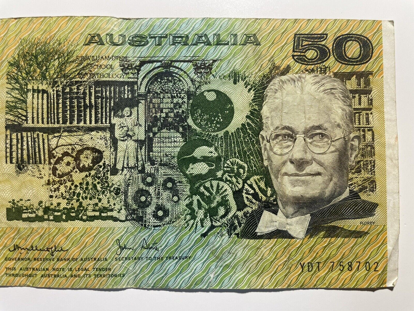 1979 Knight/ Stone $50 Fifty Dollars Australia YDT Prefix Paper Bank Note Circ