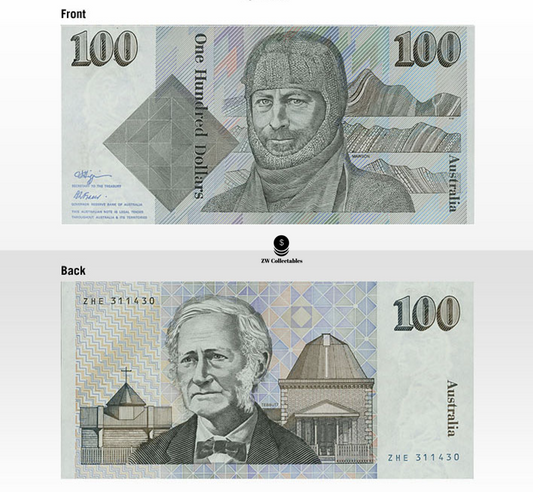 Rare Australian 100 dollar notes 1984 - 1996 Sir Douglas Mawson & John Tebbutt