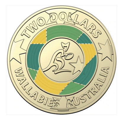 2019 2 Dollar Wallabies Rugby World Cup Coin -circulated -