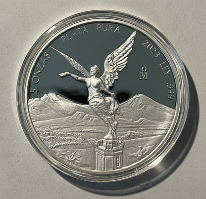 5oz Onzas Silver Ag 999 Mexico Proof Libertad 2023 Coin Scarce