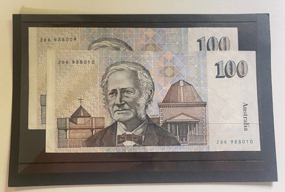 Rare Australian 100 dollar notes 1984 - 1996 Sir Douglas Mawson & John Tebbutt