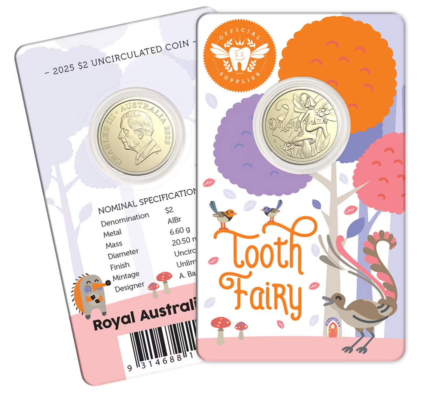 Australia 2025 $2 Tooth Fairy Aluminium-Bronze Uncirculated Coin
