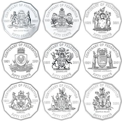 MXN Weekly Special - 2001 Centenary of Federation 50c Coin Set (9-Coin Set)
