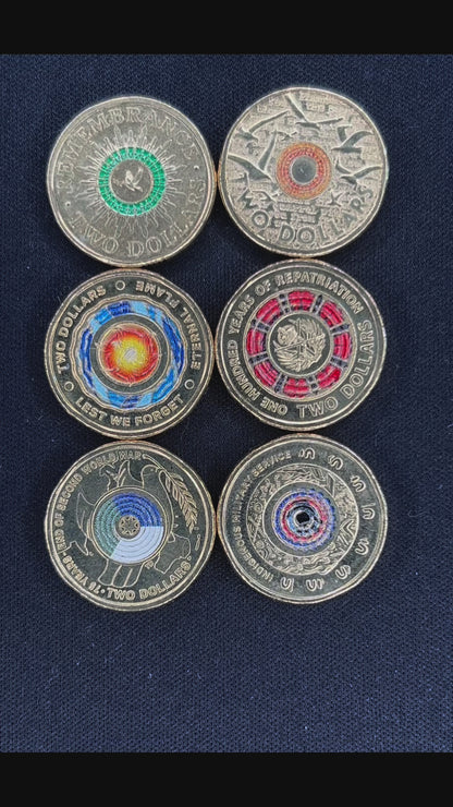 🇦🇺 WEEKLY SPECIAL 🇦🇺 $2 Dollar Australian - 6 Coin UNC - Collection Remembrance & Military Service