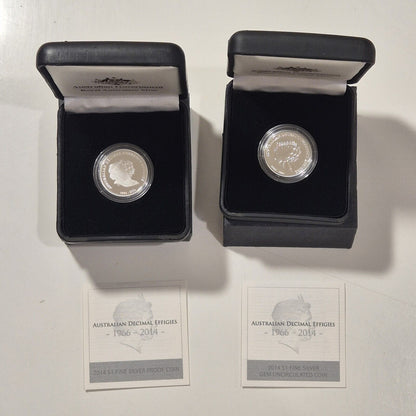2013+2014 Decimal Effigies Proof & Gem Uncirculated Dollar Pair RARE!!