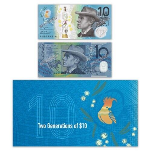 2015 2017 Two Generations $10 Ten Dollar Banknote UNC Folder RBA