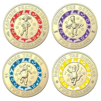 2021 AUSTRALIAN $2 $1 COIN SET OF 6 WIGGLES 30TH ANNIVERSARY UNC