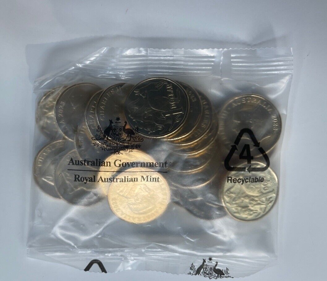 2023 Brand New $1 King Charles Coin Roll Heads/Tails RAM BAG UNC