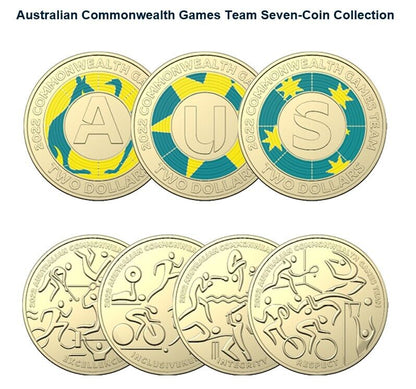 Australia 2022 Commonwealth Games Team 7 Coloured Coin with Collection Folder