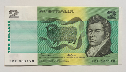 Australia $1 One & $2 Two Dollar  NOTES - - ONE OF EACH NOTE Circulated