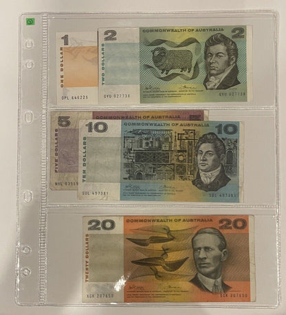 Commonwealth of Australia/ Australia banknotes $1, $2, $5, $10 & $20