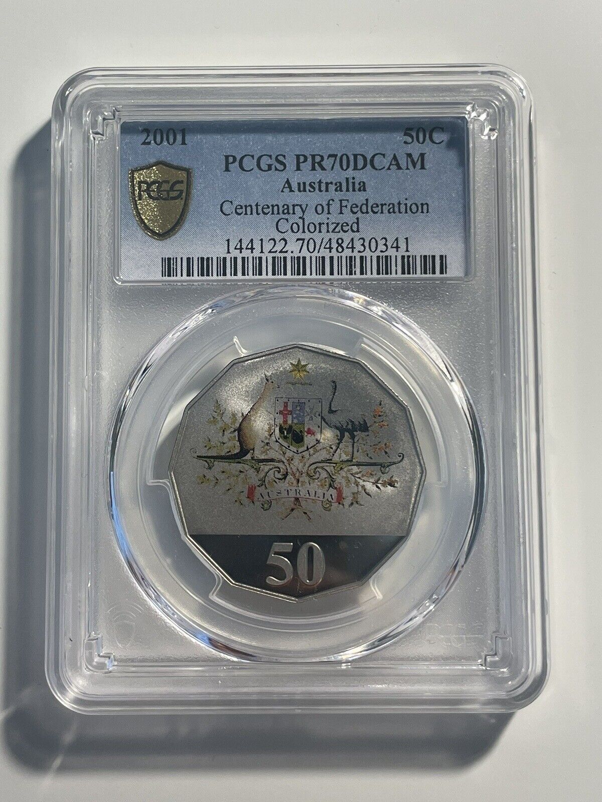 2001 Australia 50C Centenary of Federation Colorized PCGS PR70DCAM Top Pop