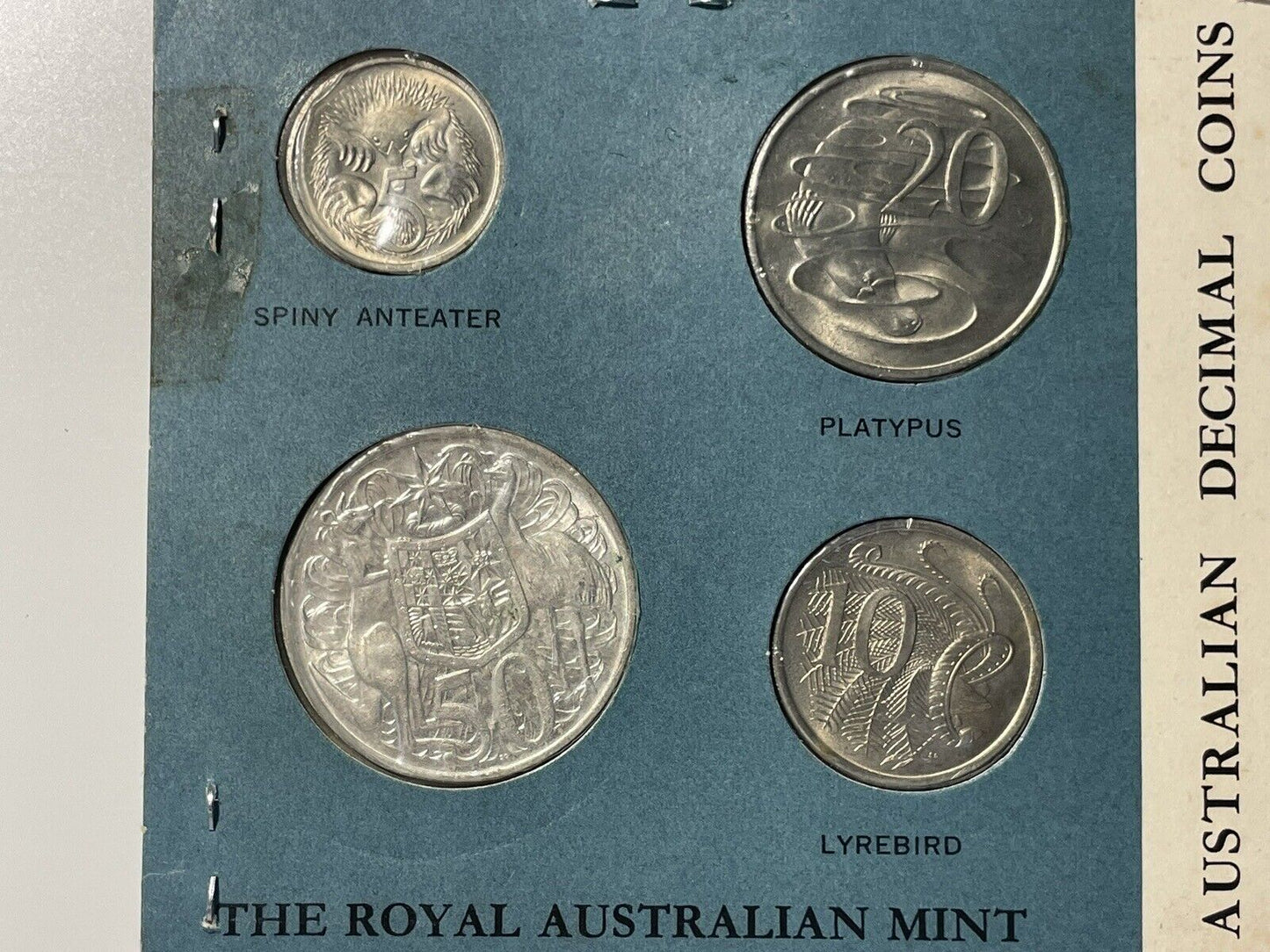 1966 Royal Australian Mint First Decimal Mint Set Round 50c Fifty Cent Card UNC