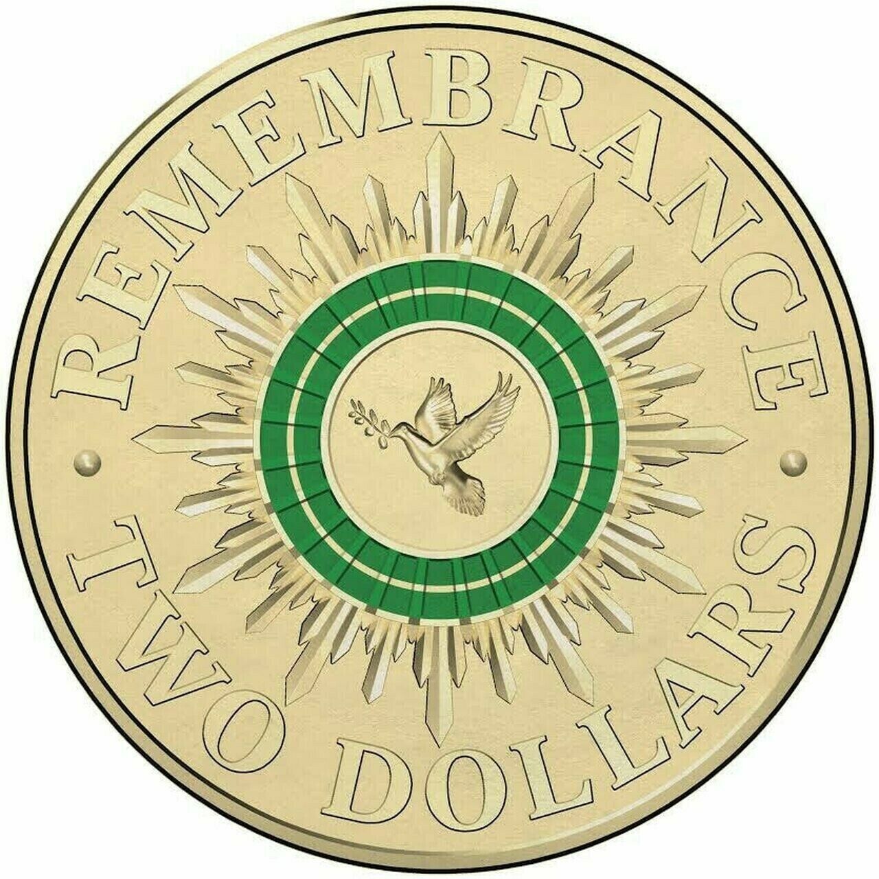 $2 Two Dollar Remembrance 3 Coin Set Green Dove️ Orange Flanders️ Rosemary