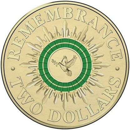 $2 Two Dollar Remembrance 3 Coin Set Green Dove️ Orange Flanders️ Rosemary