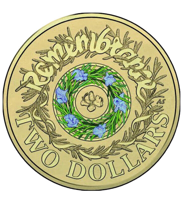 $2 Two Dollar Remembrance 3 Coin Set Green Dove️ Orange Flanders️ Rosemary