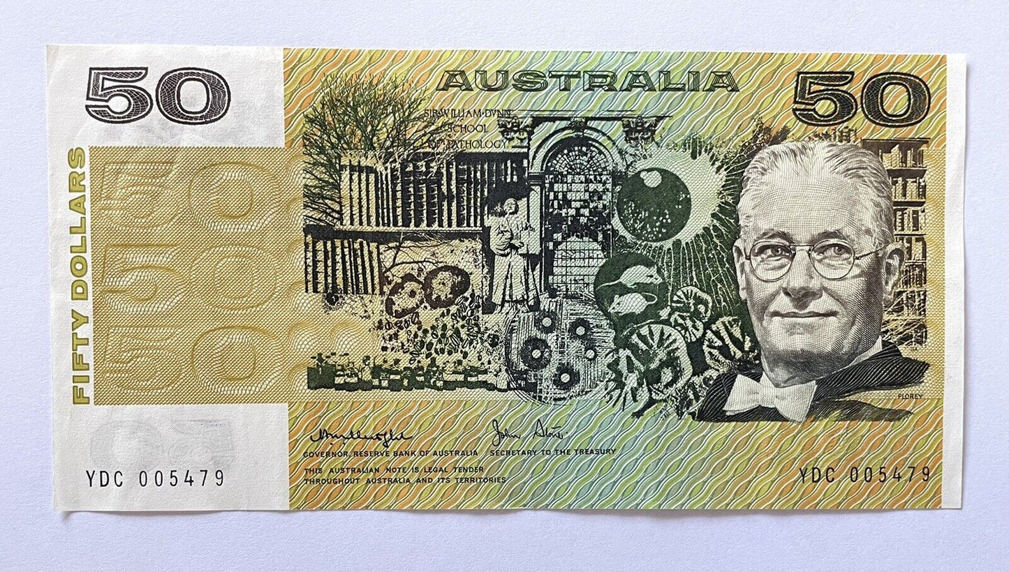 Australian $20 Twenty & $50 Fifty Dollar Paper Banknotes ONE OF EACH Circ Pair