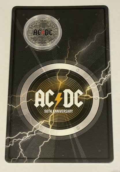 2023 RAM 50c Coloured Uncirculated Coin In Card 50th Anniversary ACDC IN HAND