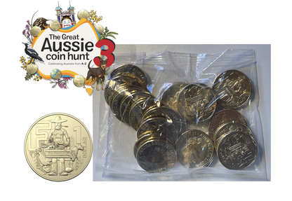 2022 $1 One Dollar Great Aussie Coin Hunt Bag Letter F - Aussie 20 coins RAM