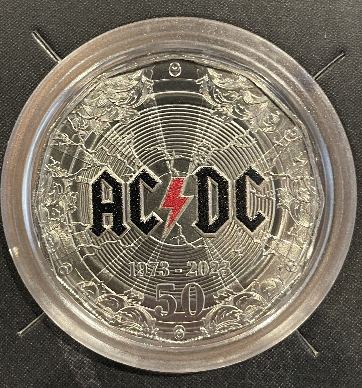 2023 RAM 50c Coloured Uncirculated Coin In Card 50th Anniversary ACDC IN HAND