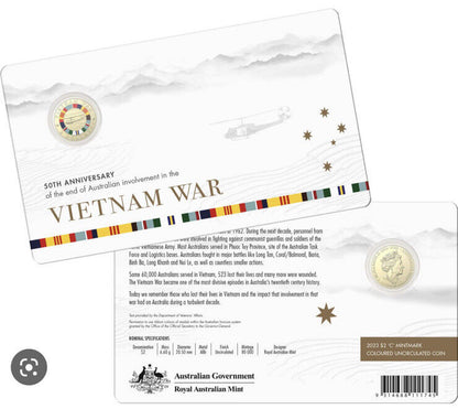 2023 Vietnam War 50th Anniversary “C” $2 Uncirculated Gold Coin - BRAND NEW