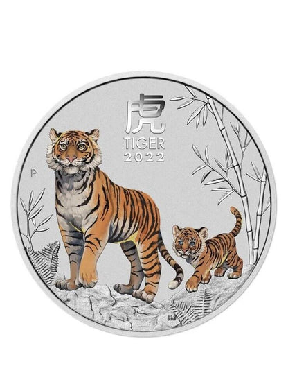 2022 25c Year of the Tiger 1/4oz Silver Coloured Coin Card Sydney ANDA Special