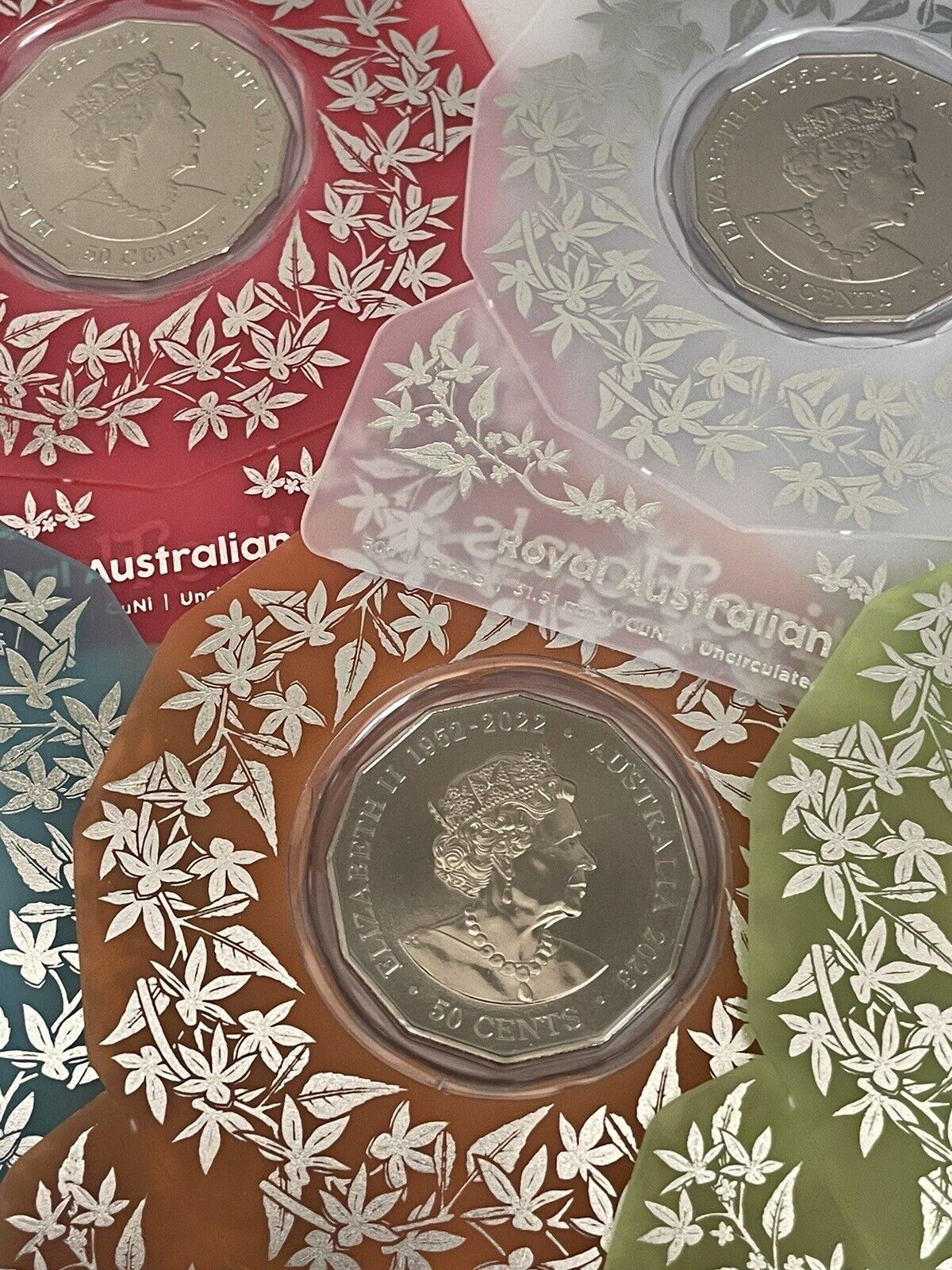 In Hand Australia 2023 Festive Florals Christmas 5 X 50c UNC RAM Coins