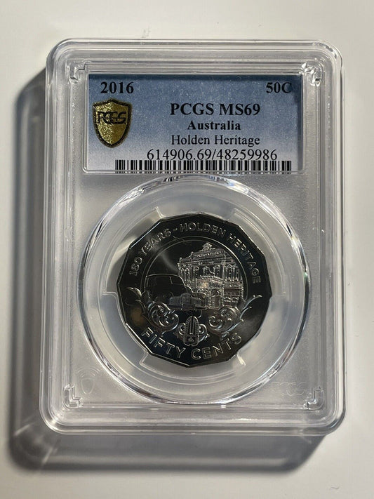 2016 Australia Holden Heritage Rare Non Coloured 50c PCGS MS69 #9986