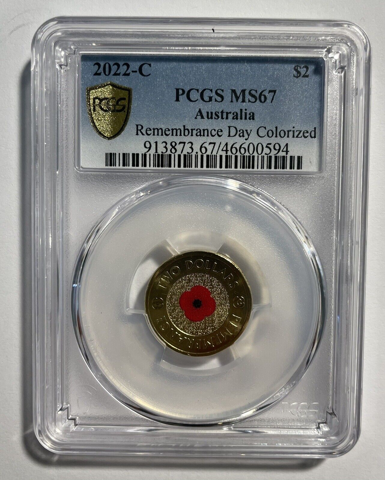 2022-C Mint Mark Remembrance $2 Two Dollars Red Poppy PCGS Graded MS67 UNC