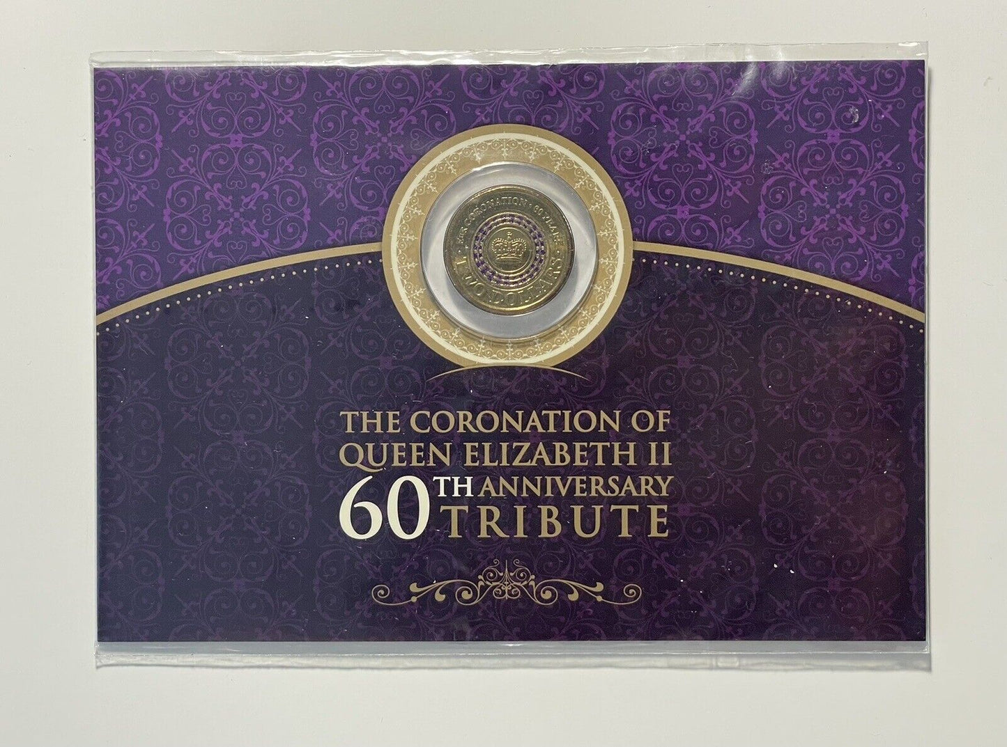 2013 $2 UNC Purple Queens Coronation Coin DOWNIES Card 60th Anniversary