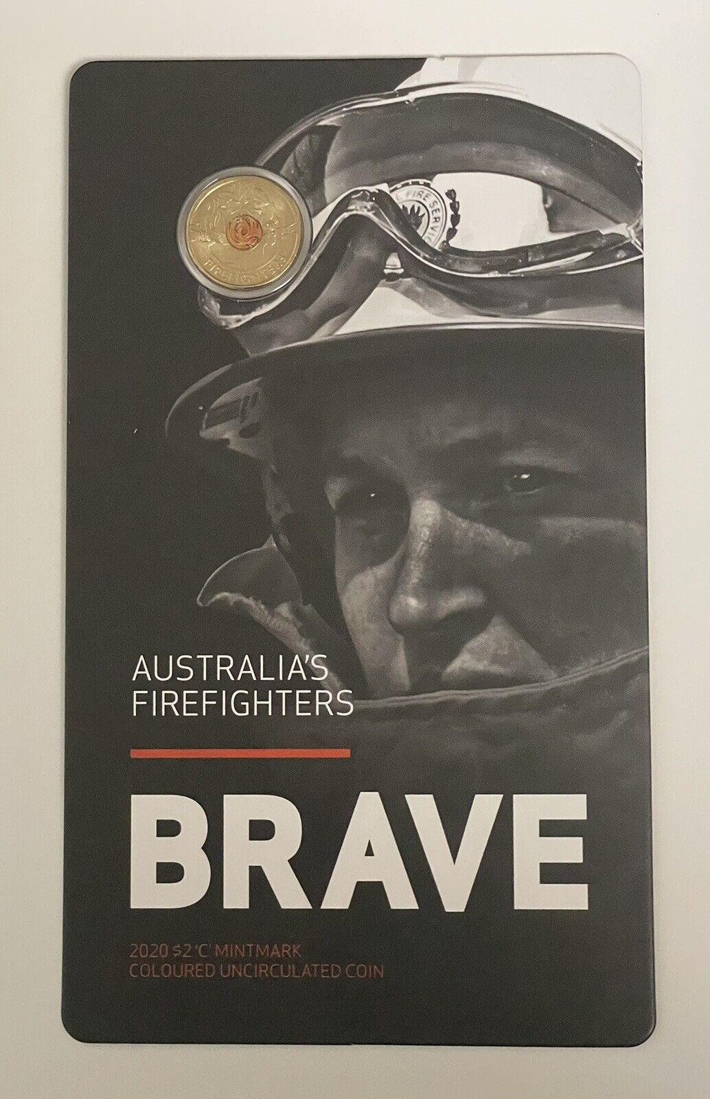 2020 $2 Fire Fighter 'C' Mintmark Coloured Coin in Mint Card - 40,000 Minted