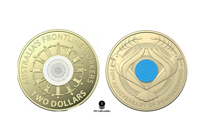 $2 Aus 2022 75th Anniversary of Peacekeeping & Frontline UNC Coin SET