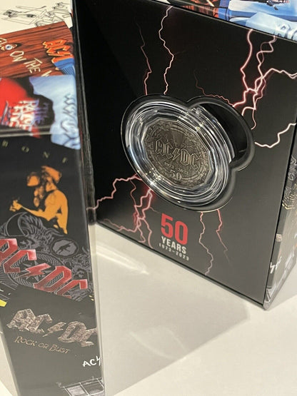 2023 AUSTRALIA 50TH ANNIVERSARY OF AC/DC 50c CENTS SILVER ANTIQUE COIN IN CASE