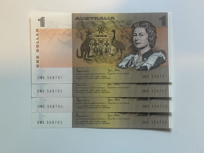 Australia $1 One dollar NOTES -  CONSECUTIVE SERIAL NOTES UNC Bank bundle