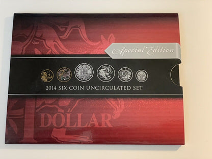 2014 Australian Six Coin RAM Uncirculated Set - Coloured $1 Coin Scarce