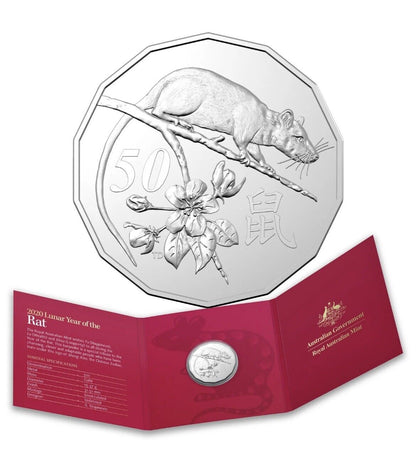 Australia 2020 Lunar Year of The Rat 50c Tetra-decagon UNC Coin In Folder