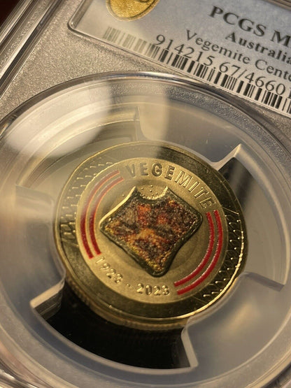 2023 Vegemite Centenary $1 One Dollar Coloured Coin PCGS MS67 Graded UNC