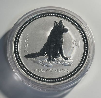 Australia 2006 $10 Year Of Dog Series I Lunar 10oz Fine Silver 999 Perth Mint