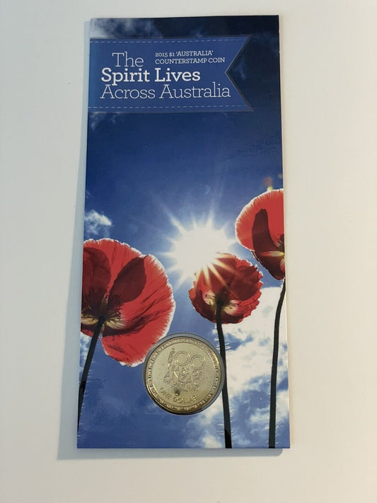 2015 $1 ANZAC The Spirit Lives Across Australia Map Counterstamp Ram Card Rare