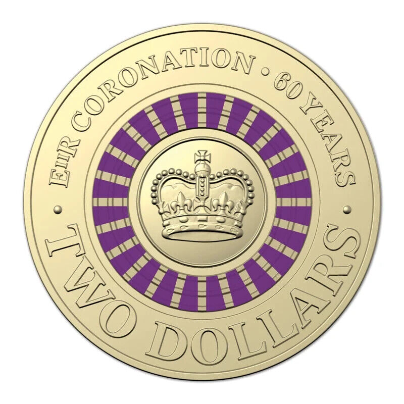 2013 Australian Two Dollar $2 coin - PURPLE Queens Coronation Circulated Scarce